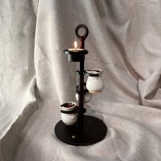 Candlestick with tea light and three Sytch Farm Dolomite jugs.