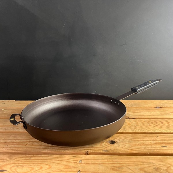 Ebonised Black 13" (33cm) Spun Iron Chef's pan with front handle