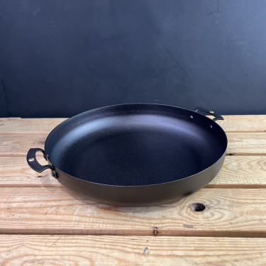 13" (33cm) Chef's Prospector Pan; spun iron, double handled, oven safe