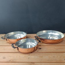 Copper pan set : 7, 9 and 11 inch spun chef prospector pans