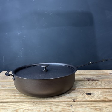 11" (28cm) Spun Iron Oven Safe Sauteuse with front handle and lid