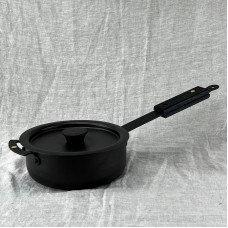 Ebonised black 7" (18cm) Spun Iron Sauteuse with front handle and lid