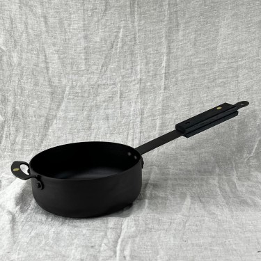 Ebonised black 7" (18cm) Spun Iron Sauteuse with front handle