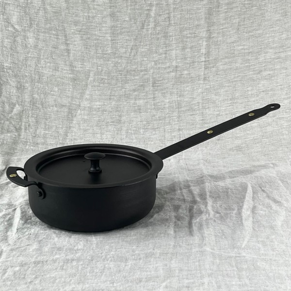 7" (18cm) Spun Iron Oven Safe Sauteuse with front handle and lid