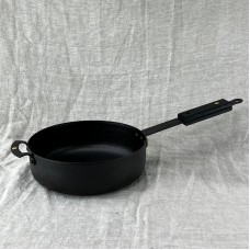 Ebonised black 9" (23cm) Spun Iron Sauteuse with front handle