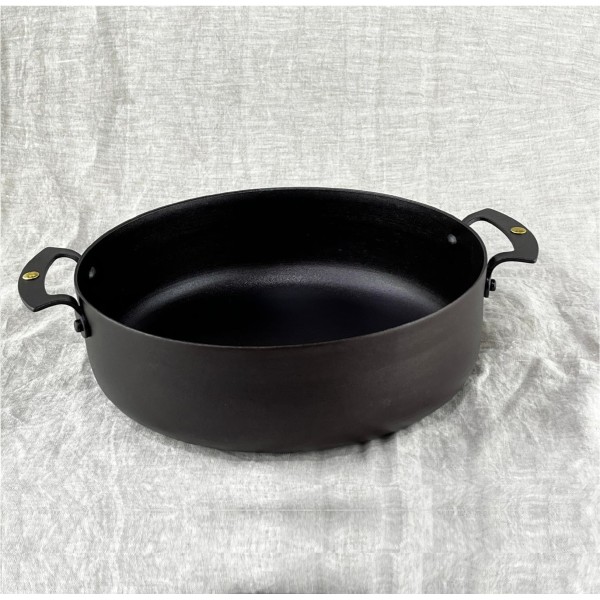 9" (23cm) Prospector Sauteuse; spun iron, double handled, oven safe