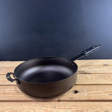 Ebonised black 11" (28cm) Spun Iron Sauteuse with front handle