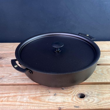 11" (28cm) Prospector Sauteuse Casserole; spun iron, double handled, oven safe